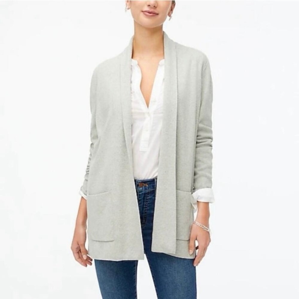 J. Crew Heather Dust Gray Chelsea Sweater‎ Blazer Cardigan Size Large